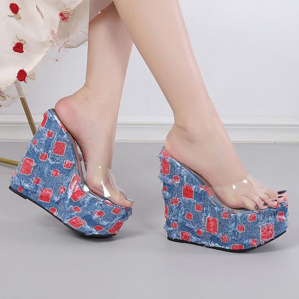 

peep toe house slippers platform shoes slipers women on a wedge heeled mules slides fashion 2021 high summer flat luxury rubber, Black