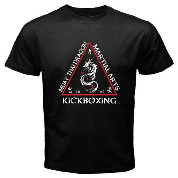 

new dragon muay thai mma kick boxing logo men's black t-shirt size s to 3xl, White;black