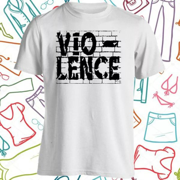 

vio-lence logo men's white t-shirt size s to 3xl, White;black