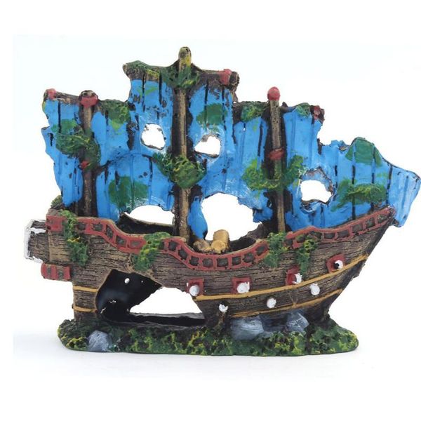 

boat aquarium landscaping ornament wreck sunk ship sailing destroyer fish tank cave decor accessories decorations