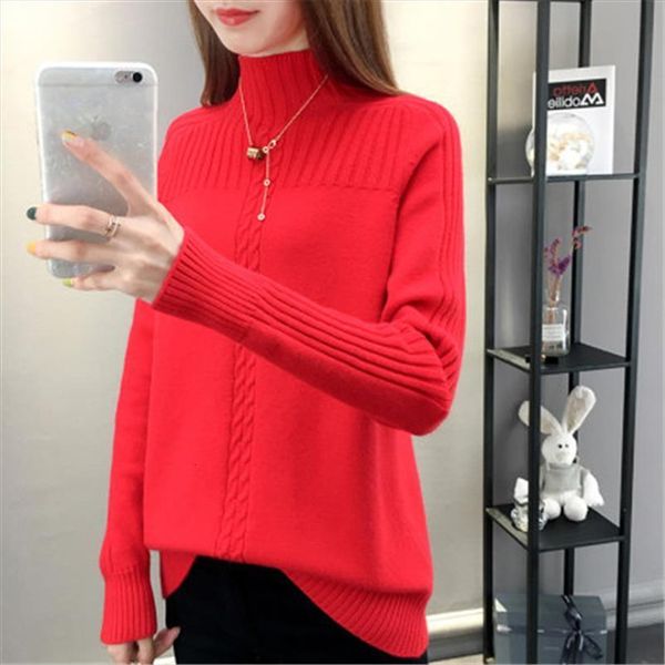 

knitted turtleneck women autumn winter womens sweaters ladies jumper korean female long sleeve pullover pull femme h354, White;black