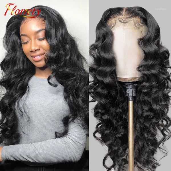 

brazilian loose wave wigs 13x4 lace front human hair 100% remy closure wig pre plucked for women1, Black;brown