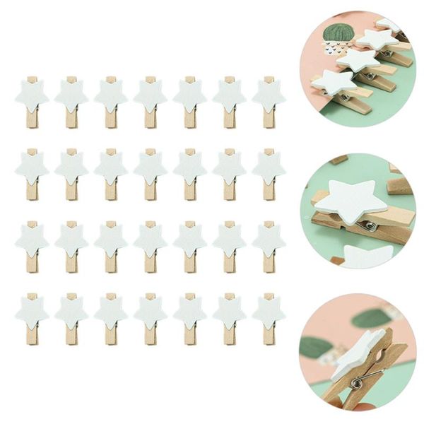 

100pcs wooden picture clips po hanging star shape holder party favor