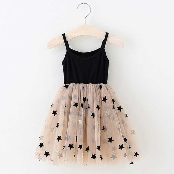 3-8 Jahre Sommer Mädchen Stern Kleid Kinder Bling Casual Kleid Baby Mädchen Ärmellose Party Kleid Mädchen Prinzessin Vestidos kinder Kleidung Q0716