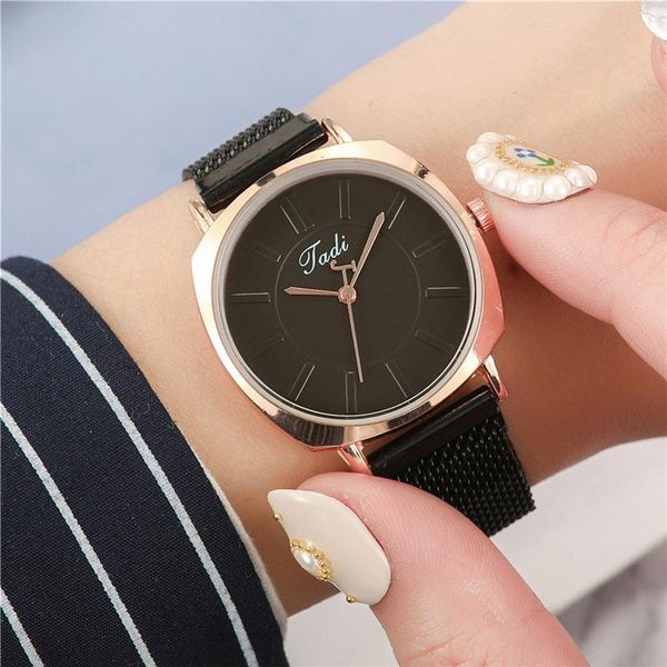 

wristwatches 2021 women watch simple design magnet buckle milan mesh belt ladies dress watches fashion female casual quartz wristwatch, Slivery;brown