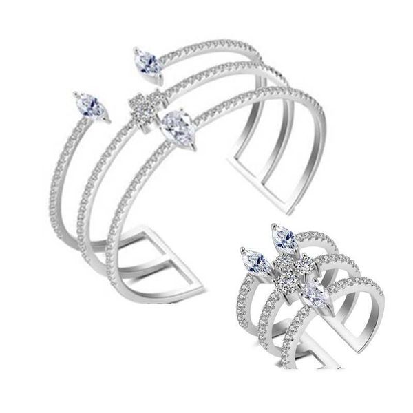 

luxury 2pcs dubai water drop bangle ring set fashion jewelry for women wedding engagement brincos para as mulheres hxb005 h1022, Silver