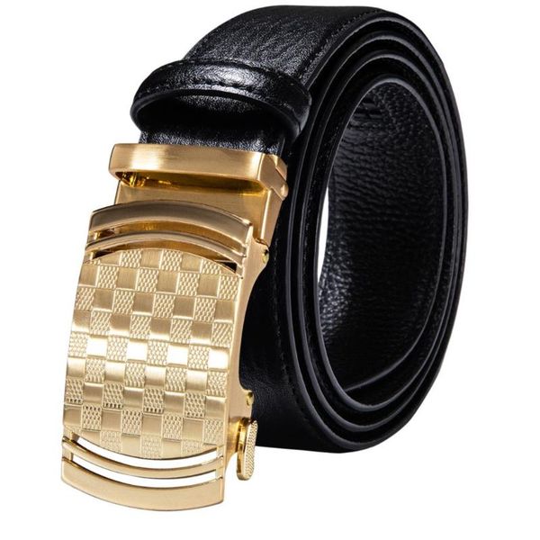 

belts formal black genuine leather mens metal automatic buckles men belt ratchet waistband business dress jeans suit casual gift, Black;brown