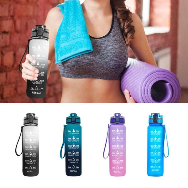 

water bottle 32 oz with time marker bpa leakproof sports bottles
