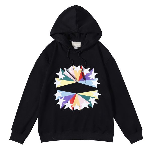 

men's fashion hoodie casual star print women pullover hip hop street style outdoor long sleeve sweatshirts designer hoodies, Black