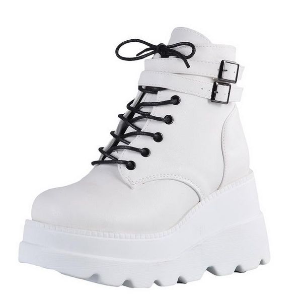 

boots 2021 luxury high platform ankle ins ladies fashion super heels motorcycle women wedges shoes, Black