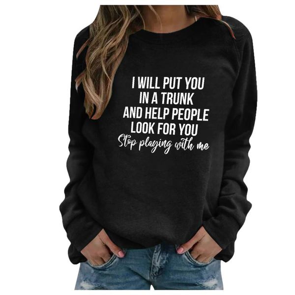

women's hoodies & sweatshirts print long-sleeved sweatshirt blouse pullover fashion autumn o-neck long sleeve jumper pullovers femme, Black