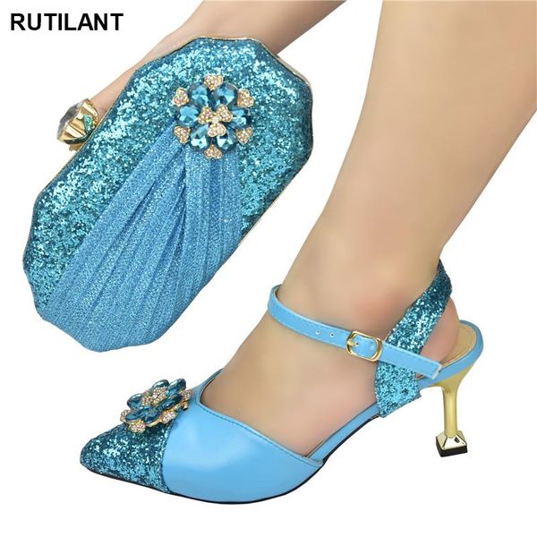 

dress shoes african and bag set decorated with rhinestone 2021 special arrivals wedding nigeriain, Black