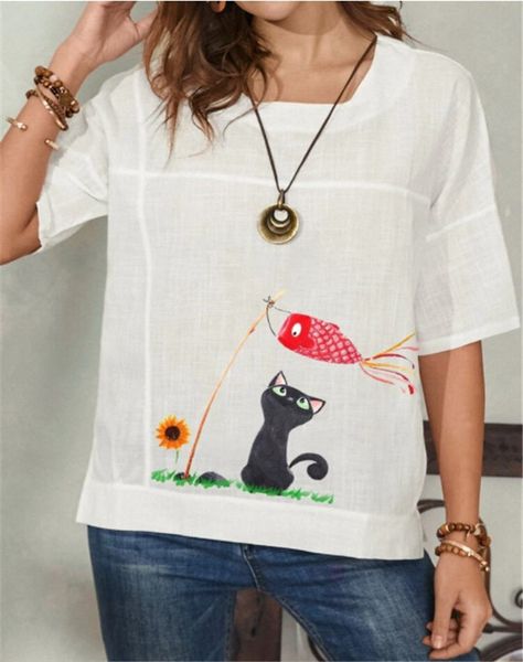 

fine national 2021 ethnic print round neck split sleeve women's t-shirt, Red