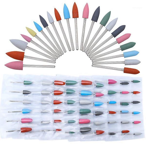 

6pcs/set rubber silicon nail drill milling cutter manicure bit flexible polisher machine electric file tools cutter1, Silver