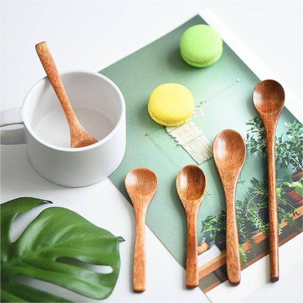 

spoons jswork wooden coffee teaspoons tableware ustensiles plats kitchen creative dessert tools bamboo ice cream scoop cutlery