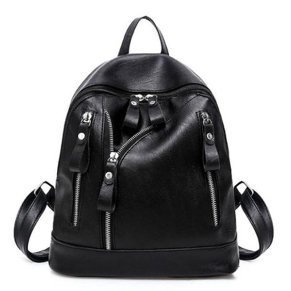 

backpack soft leather women fashion all-match female simple student bag