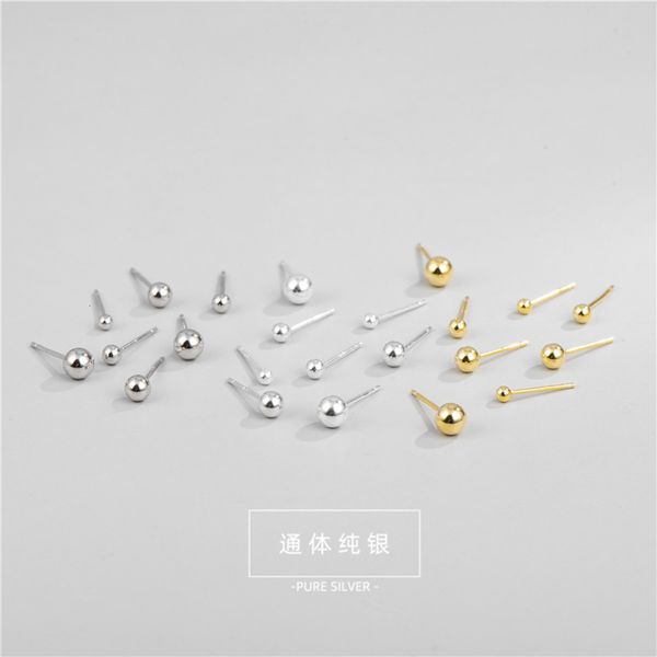 

sterling small round bead earrings fashion mini simple basic bean