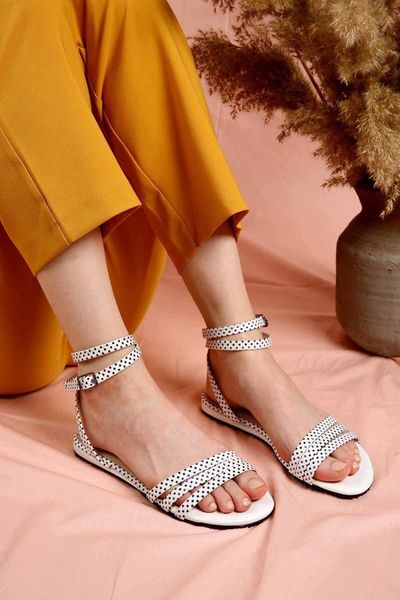 

sandals women white polka dot 3 piping 7009, Black