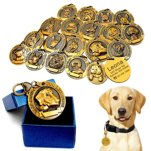

personalized dog id tag customized dogs tags nameplate anti-lost engraving pet pendant for collars necklace copper plated tag,id card