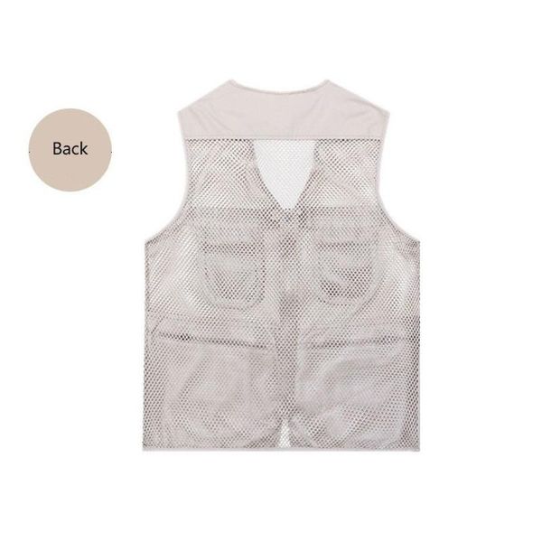 

men's vests casual loose cotton men vest v-neck mesh zipper sleeveless mens jacket spring summer male with many pockets, Black;white