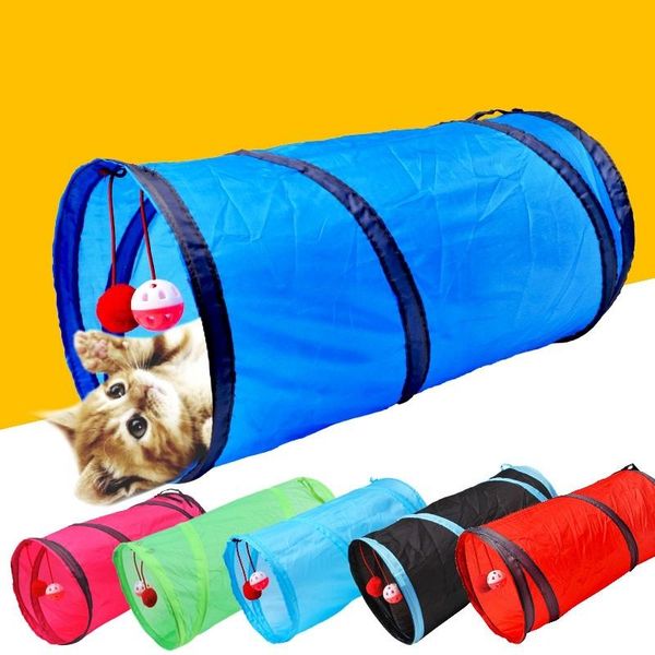 

cat toys 2 section pet foldable tunnel channel toy for kitty play