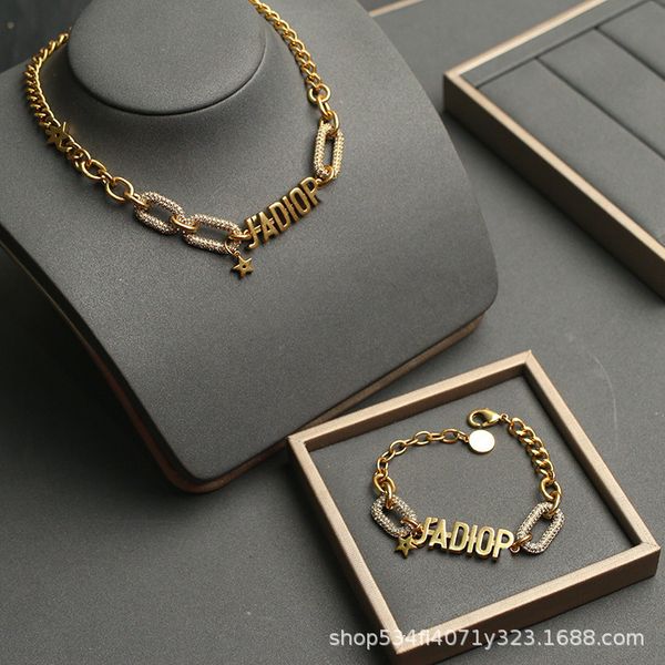 

2021 new designer letter trend diamond necklace women's net red bracelet, Black