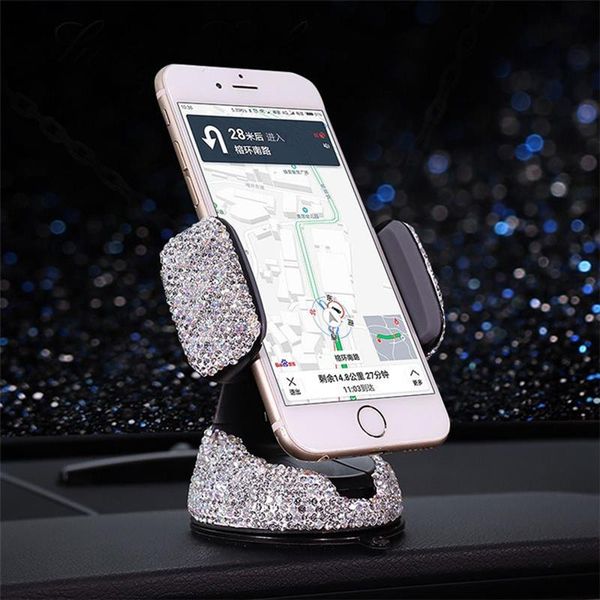 

siben women's diamond inlaid suction cup creative car holder mobile phone for cell mounts & holders