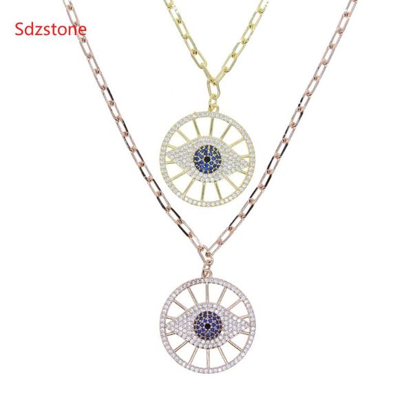 

chains sdzstone fashion gold color link chain luck turkey blue evil eye zircon choker necklace for women 2021 jewelry, Silver