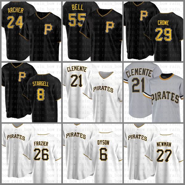 

21 roberto clemente baseball jersey pittsburgh custom pirates 8 willie stargell 55 josh bell starling marte chris archer kent tekulve white, Blue;black