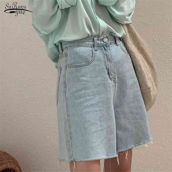 

short femme loose women jeans casual tassels denim high waist burr wide leg summer female s 9942 210421, Blue