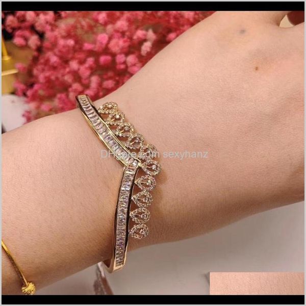 

bracelets jewelry delivery 2021 accking fashion women vshape water drop add cubic zirconia crystal cuff disign bangle vdjqf, Black