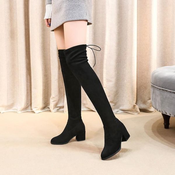 

boots big size 9 10 11-14 thigh high knee over the women ladies boots shoes woman winter, Black