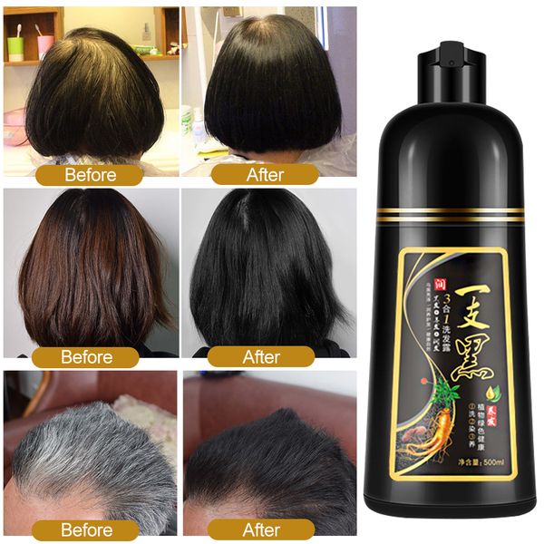 

500ml permanent black hair shampoo organic natural fast hair dye plant essence black hair color dye shampoo for women menscouts