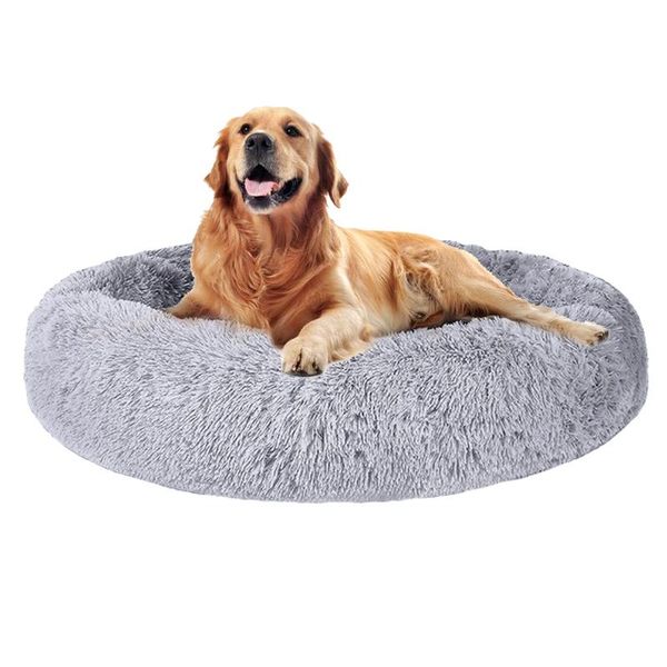 

kennels & pens long plush super soft dog bed pet kennel round sleeping bag lounger cat house winter warm sofa basket for small medium large