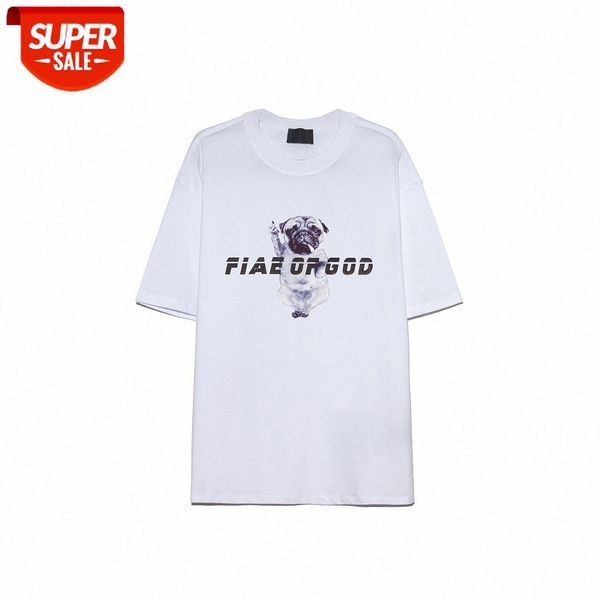 

spring and summer fog pug pattern print round neck pullover short sleeve same style #nz7l, White;black
