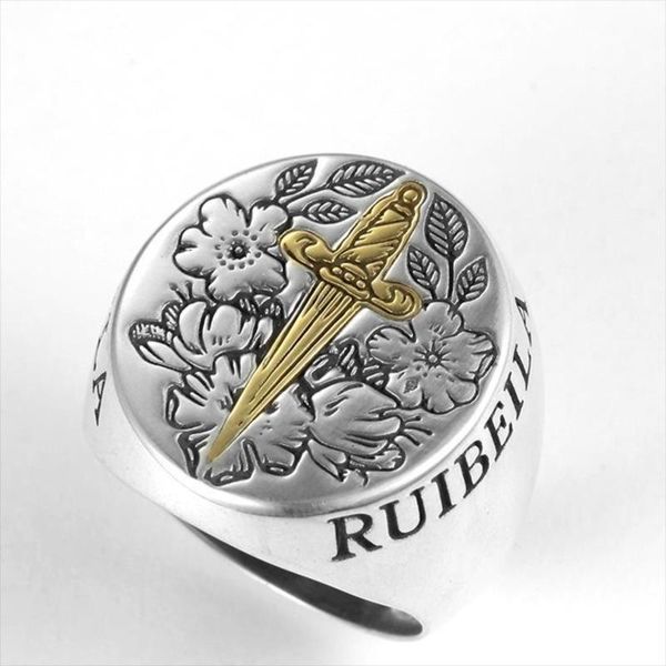 

designer original simple fashion retro flower sword wide open adjustable ring domineering trend men's jewelry cluster rings, Golden;silver