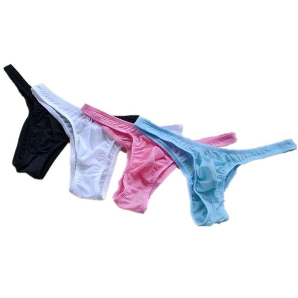 

low rise brief men underwear u pouch panties translucent ice silk small bikini briefs underpants, Black;white