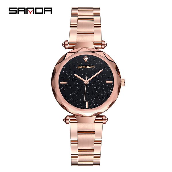 

sanda new women's fashion steel band watch student simple scale high grade waterproof quartz, Slivery;brown