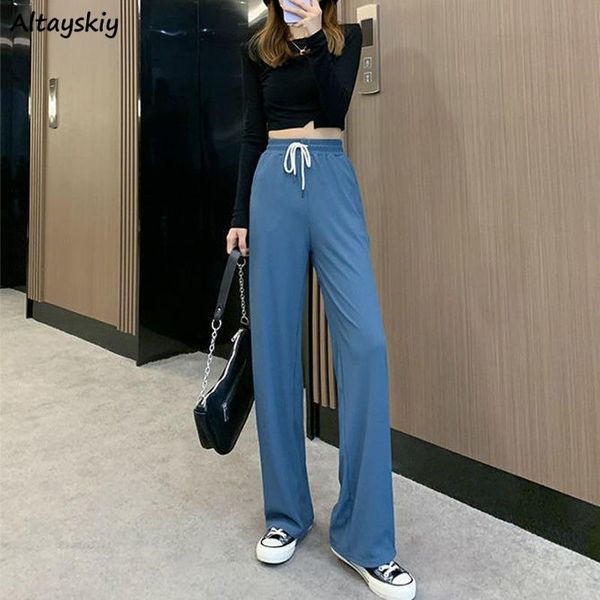 

women's pants & capris casual women long solid pleated all-match loose drape thin wide leg retro elegant simple drawstring chic office, Black;white