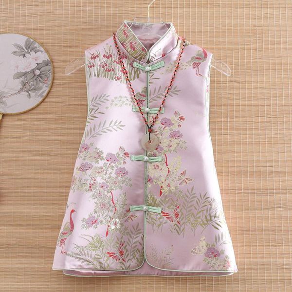 

women's vests high-end style autumn women jacquard vest chinese retro elegant lady sleeveless female s-xxl, Black;white