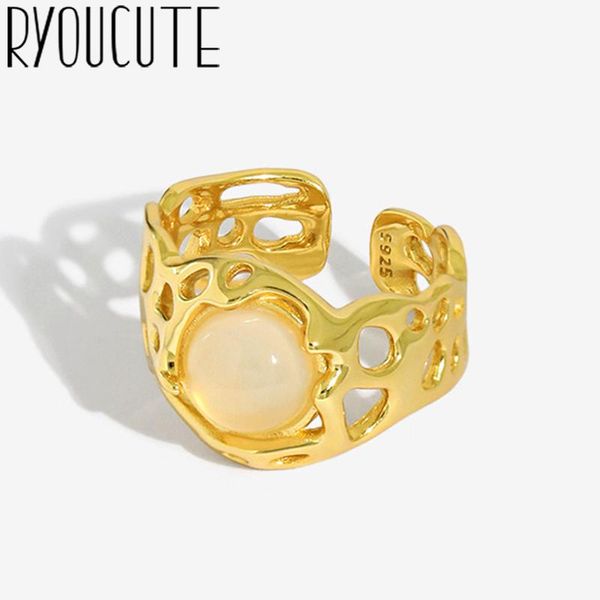 

wedding rings gothic men open adjustable size opal for women ring jewelry valentine's day gift 2021, Slivery;golden