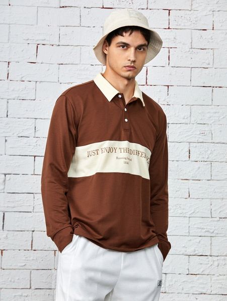 

men slogan graphic polo shirt q2vl#, White;black