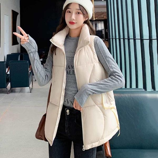 

women's vests autumn vest parkas mujer winter women short korean stand collar down cotton waistcoat female, Black;white