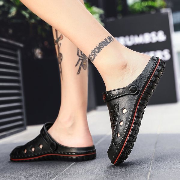 

2021 cross-border slippers mens women hole outdoors sandals shoes breathable lightweight sandal and slipper fashion casual beach trainer cod, Black