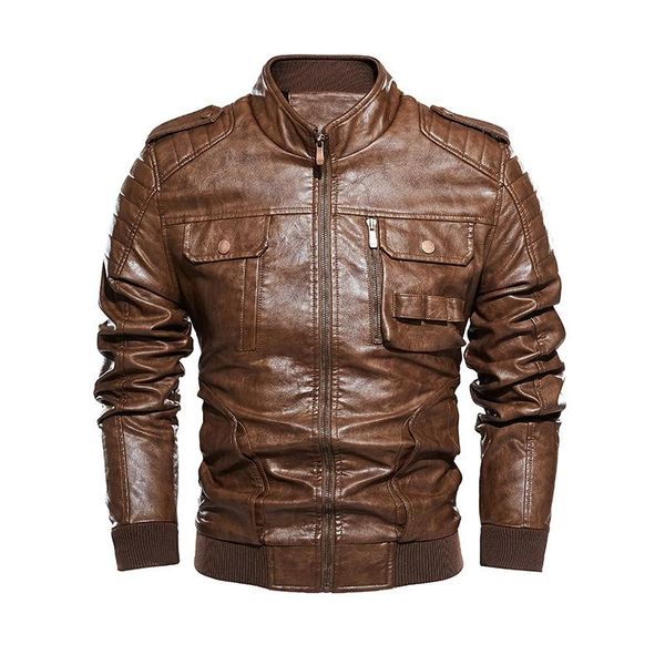 

men's fur & faux mens leather jackets autumn winter motorcycle jacket men casual handsome pu coats warm coat male clothes, Black