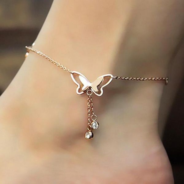 

anklets for women butterfly pendant foot jewelry leg bracelet cheville femme anklet gold cavigliera summer gift, Red;blue