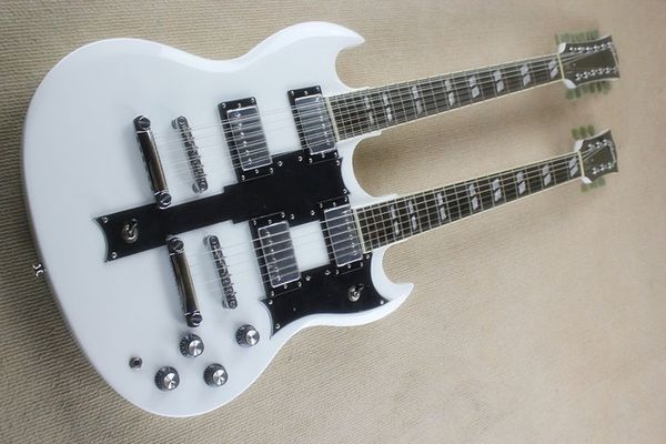 

double red 12+6 string electric guitar with white rosewood fingerboard