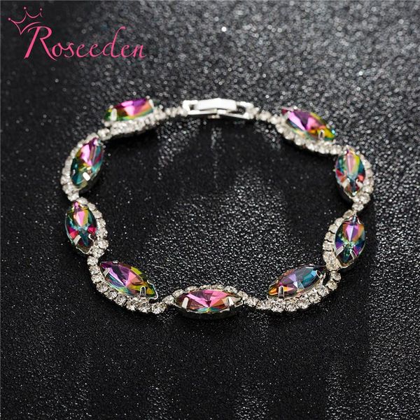 

link, chain 7colors bracelets for women crystal wedding bridesmaid jewelry girls party gift sell re3306, Black