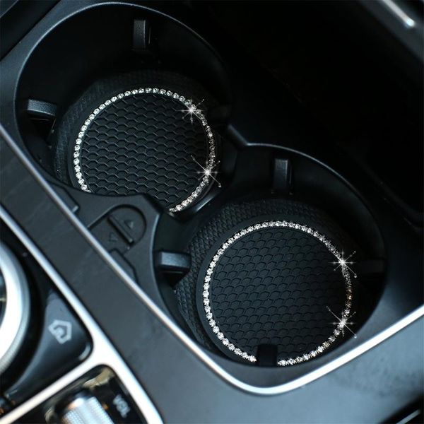 

mats & pads non-slip insulation silicone drinking with rhinestone holder cup mat round car black tablefor home
