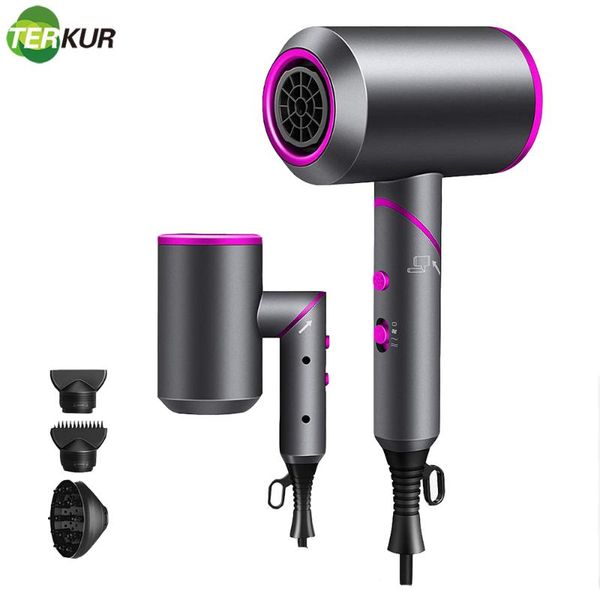 

professional foldable hair dryer and cold wind with air collecting nozzle diffuser powerful motor blowdryer electric brushes